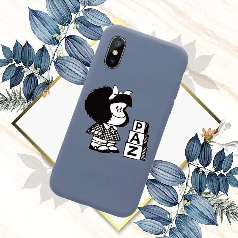 

Hot Cartoon Mafalda Phone Case Candy Color for iPhone 11 12 mini pro XS MAX 8 7 6 6S Plus X SE 2020 XR