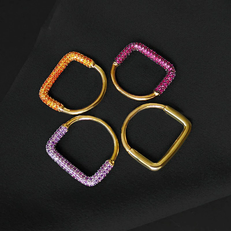 

S925 Sterling Silver Square Ring Colored Zircon Fashion Monaco Couple Jewelry Gift