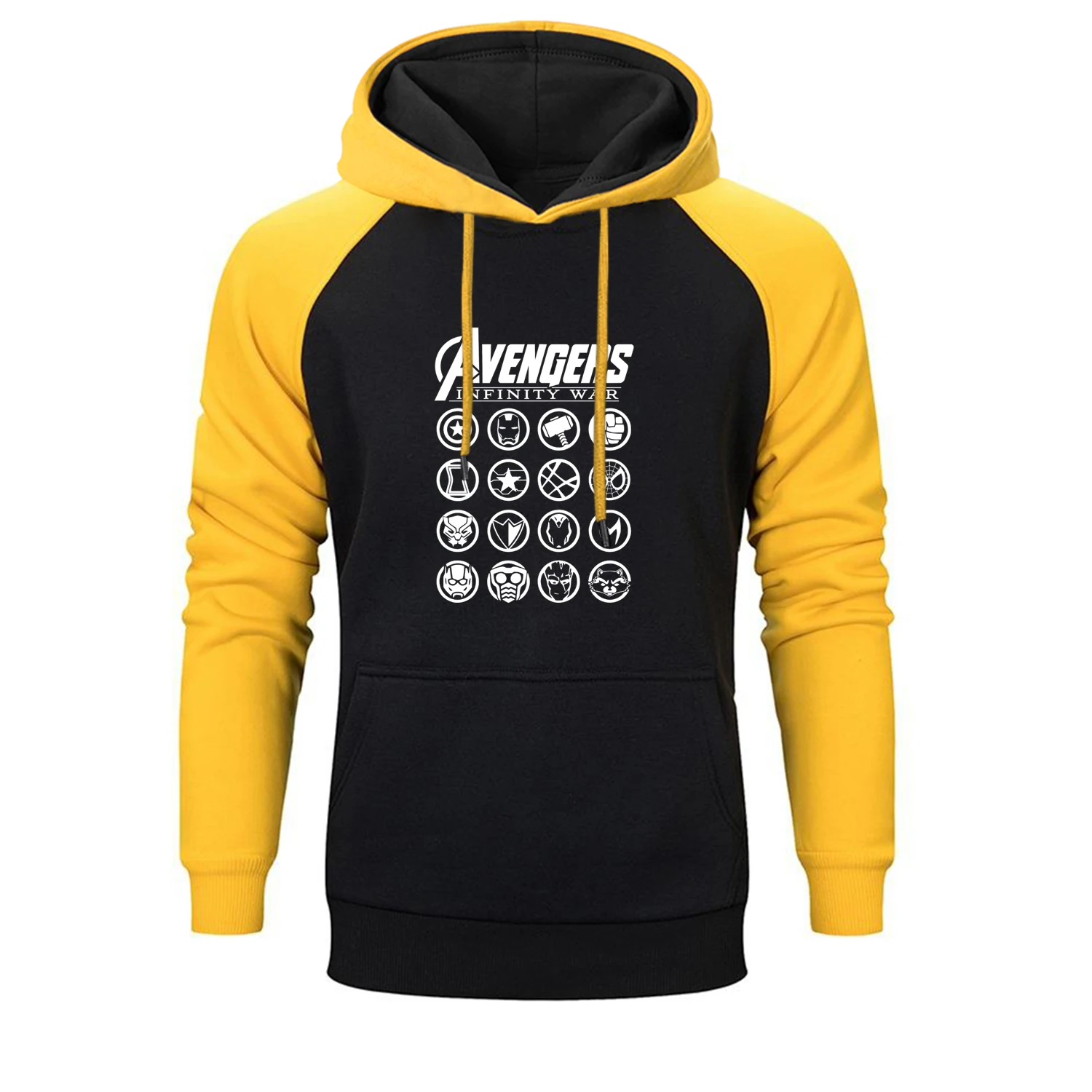 Мужские толстовки с капюшоном реглан с логотипом из фильма Marvel, Мстители, осень, мужские брендовые толстовки Thanos Infinity Gauntlet - Цвет: Yellow Black 5