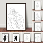 Романтические геи пары Kiss One Line художественный принт для геев для гостиной домашний декор