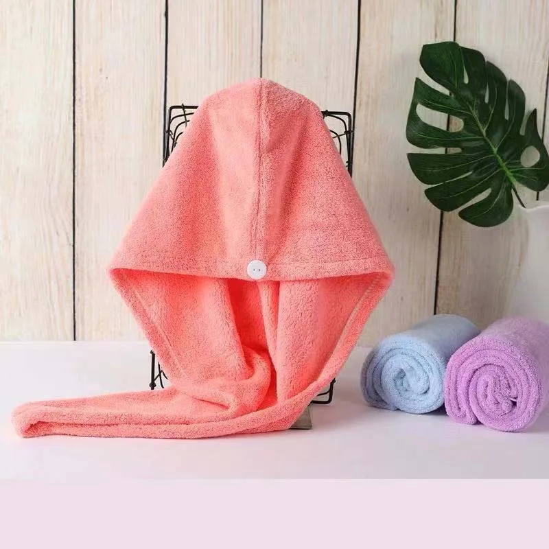Полотенце банное бархатное Коралловое для сушки волос тюрбан из микрофибры