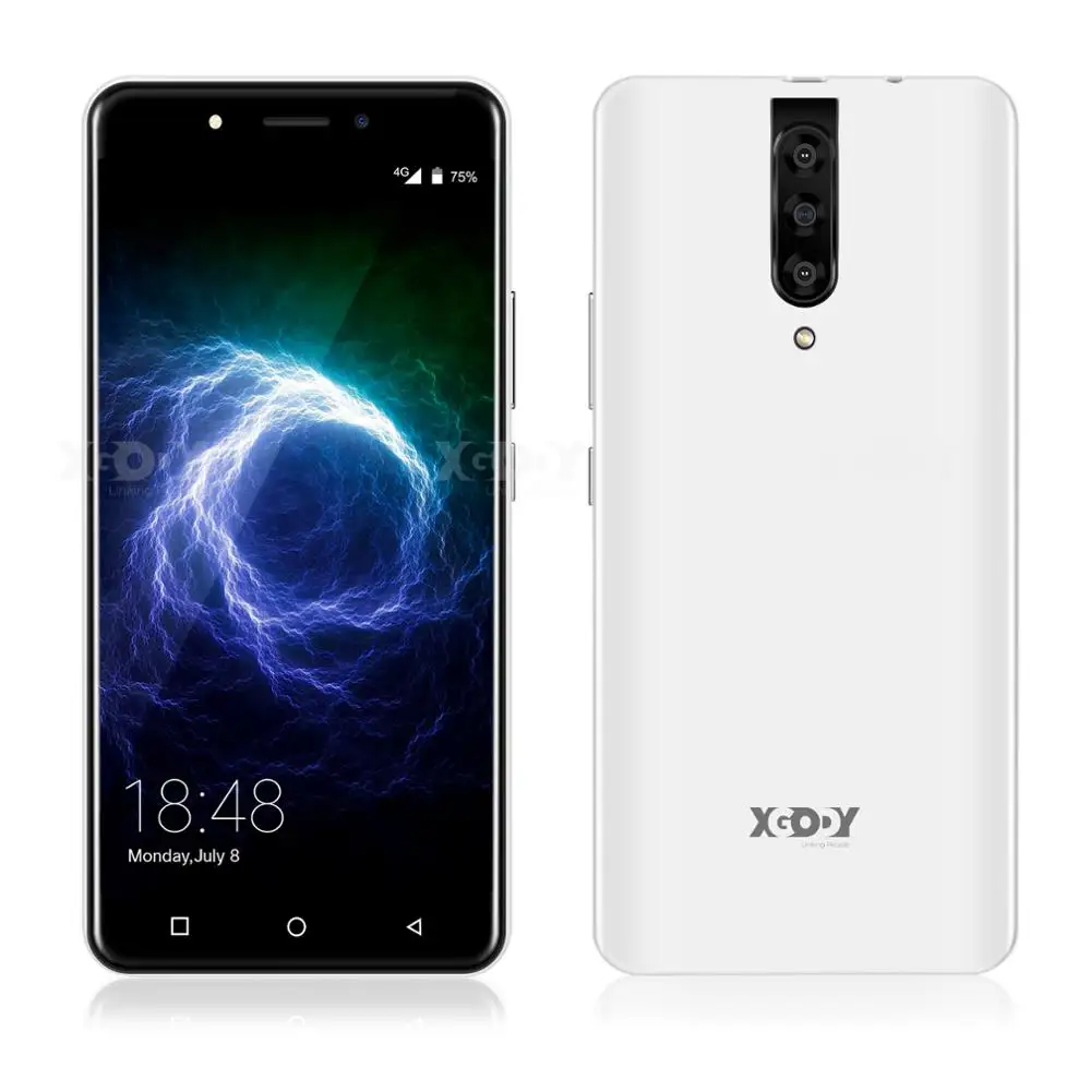 Белый XGODY 4G смартфон с двумя sim-картами 5," 18:9 Android 9,0 2 Гб ОЗУ 16 Гб ПЗУ MTK6737 четырехъядерный процессор 5 Мп камера 2800 мАч WiFi мобильный телефон - Цвет: Белый