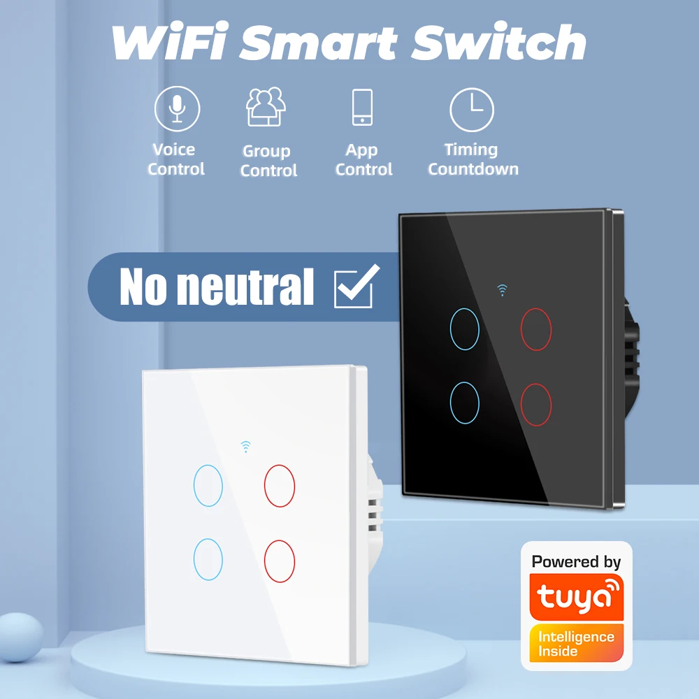 Умный сенсорный выключатель SAMTRUL Tuya Wi-Fi без нейтрального провода европейский