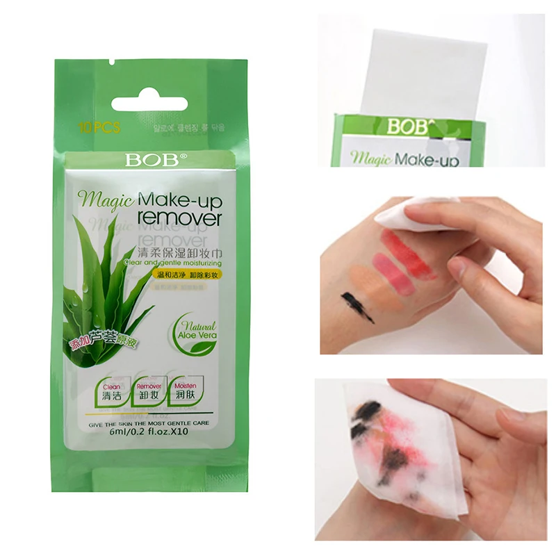 10 шт. увлажняющие салфетки для снятия макияжа с экстракта алоэ вера | Красота и