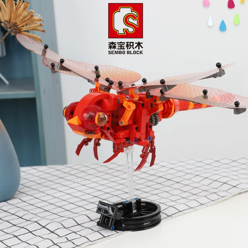 Sembo блок имитация насекомых Строительные Кирпичи DIY Стрекоза пчела модель