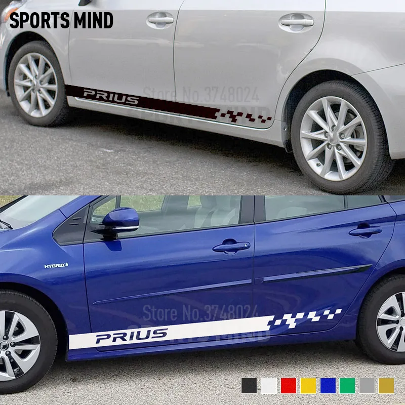 1 пара спортивные наклейки в полоску на дверь автомобиля для Toyota Prius TRD C