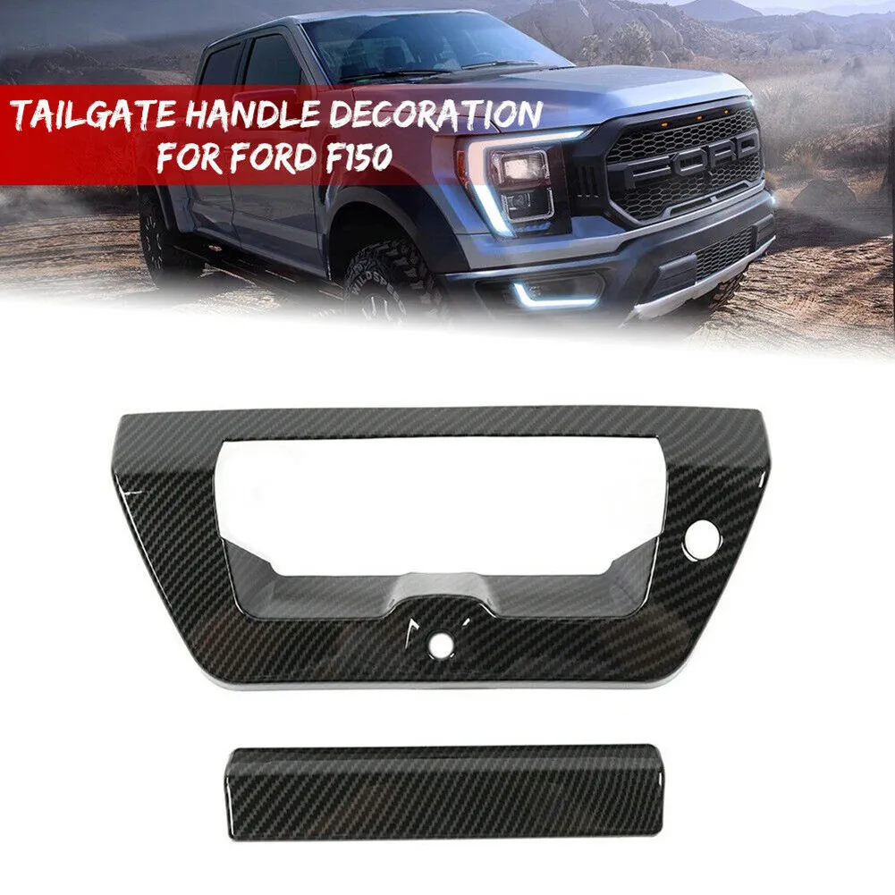

2pcs/1 Set Car Carbon Fiber Tailgate Door Handle Bowl ABS Cover Trim For Ford F150 F-150 2015-2020 Door Handle Cover Trim Parts