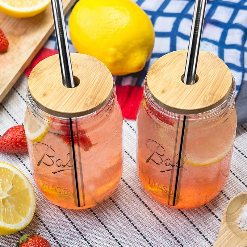25/33 унций банки чашка для смузи с бамбуковой крышкой шаров стеклянная Мейсона