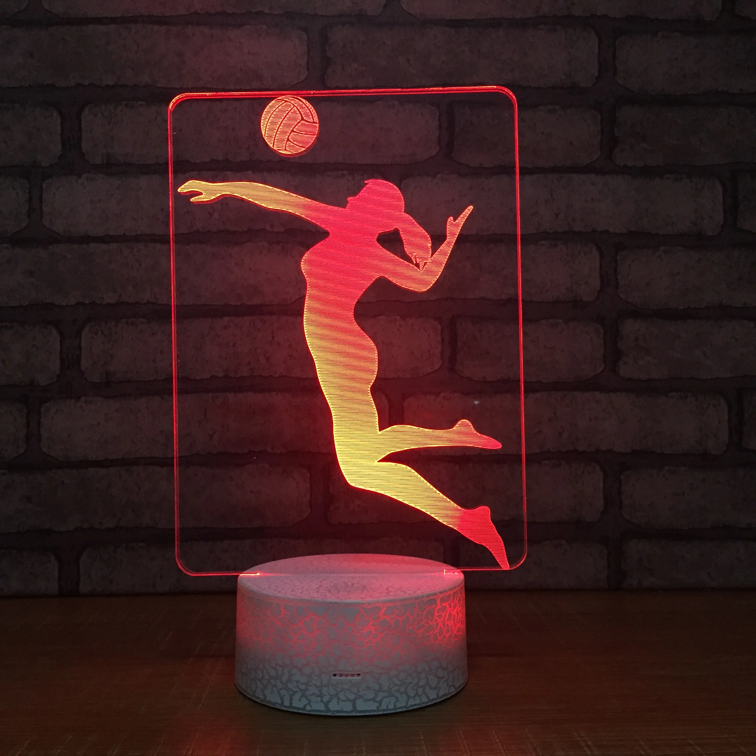 3D визуальный светодиодный ночной Светильник волейбол украшения дома 7 цветов