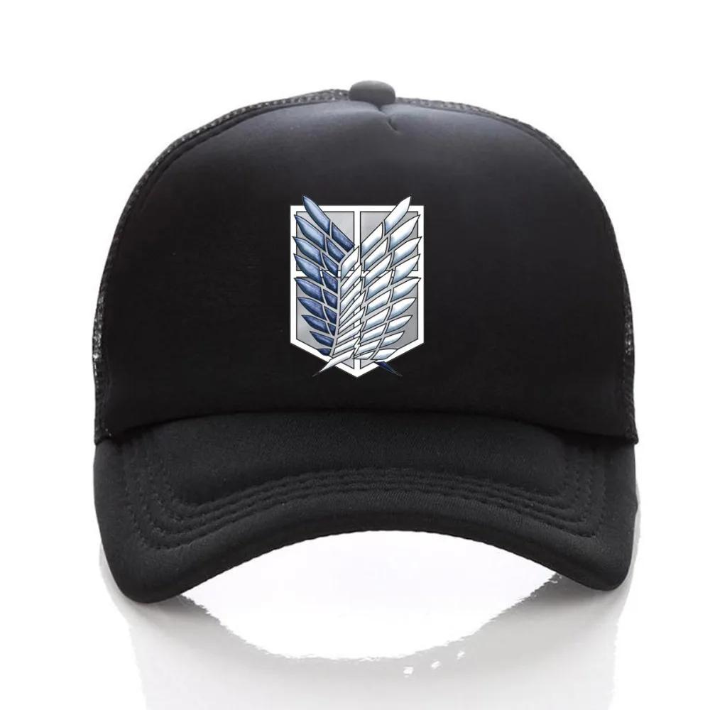 

Anime Attack on Titan hat Regiment Scout Legion Symbol Black Mesh Trucker Cap Baseball Cap Snapback Hat For Men Women