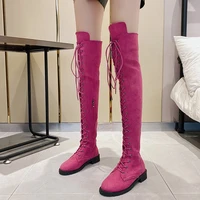 long boots women shoes sexy lace up over the knee boots anti slip platfrom brown heels thigh high boots for women winter shoes