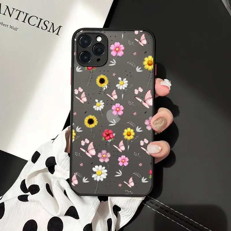 

butterfly High-quality design patterns Phone Case matte transparent For iphone 7 8 11 12 plus mini x xs xr pro max cover
