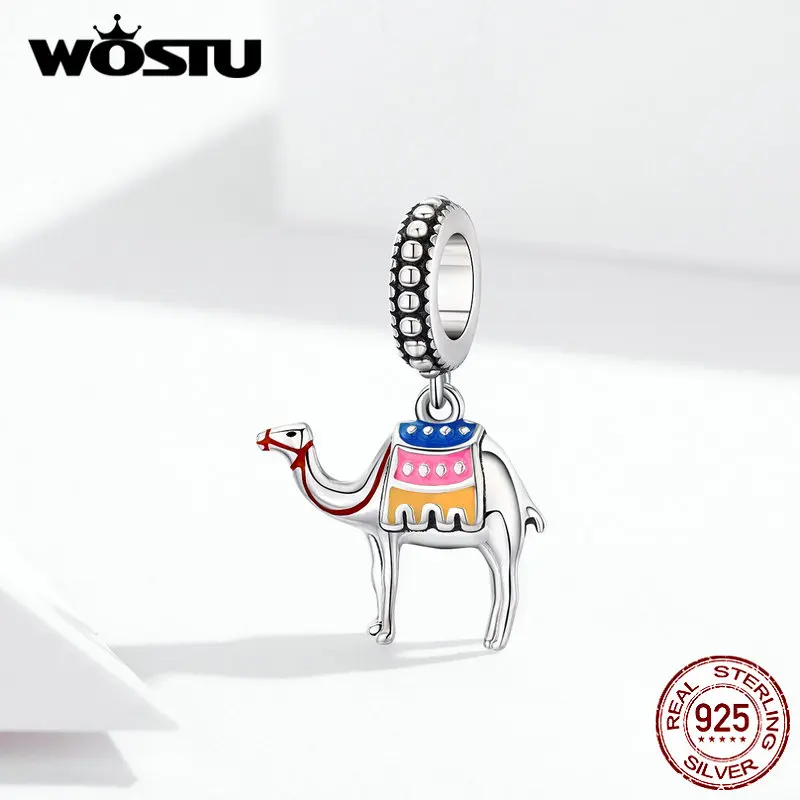 WOSTU 925 пробы серебряные верблюды для пустыни Висячие Подвески подходят к
