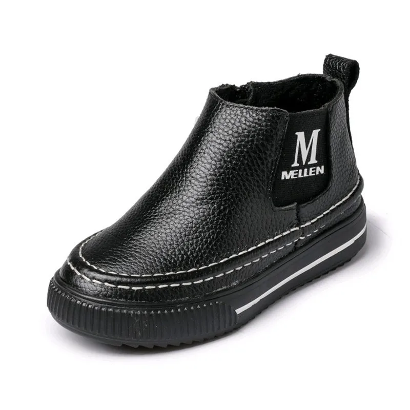 Зимние ботильоны детская обувь из натуральной воловьей кожи школьная зимняя