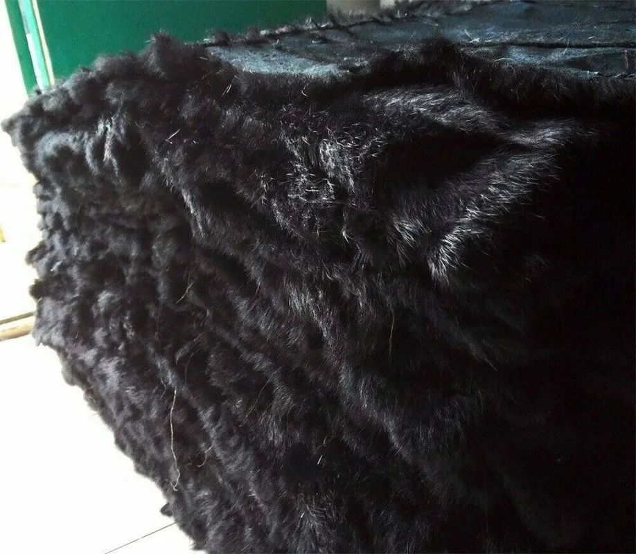 100% Genuine Soft Warm Rabbit Fur Throw Blanket for Bed Fluffy Plaid Real Sofa Cover Decor Living Room Carpet Black 110x55cm | Дом и сад