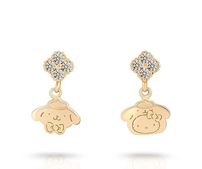 Earrings Trendy 2022 Anime Pom Pom Purin and 1 Sweet Cute Wind Earrings Ear Studs Earrings for Women Cute Earrings