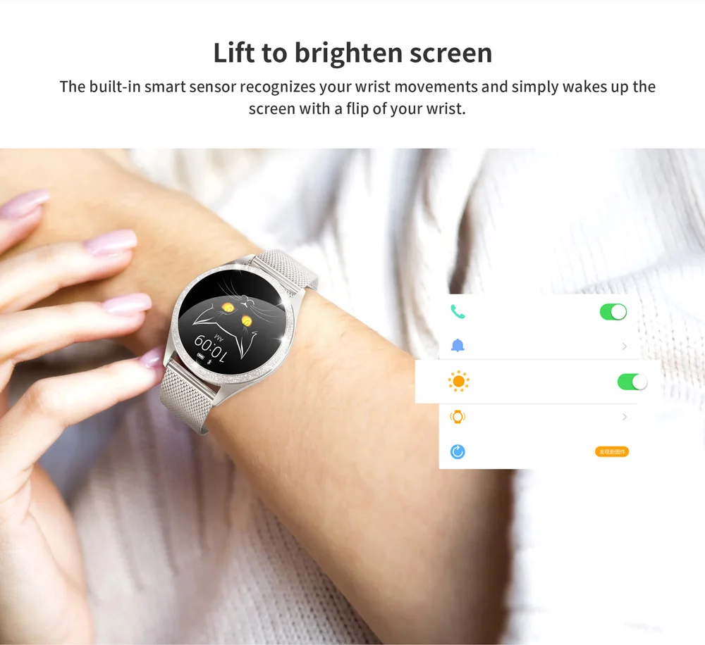 

KW20 Luxury Smart Watches for Women Lady GPS IP68 Waterproof Sleep Heart Rate Monitor Lift Hand Screen Brighten for Lover Friend