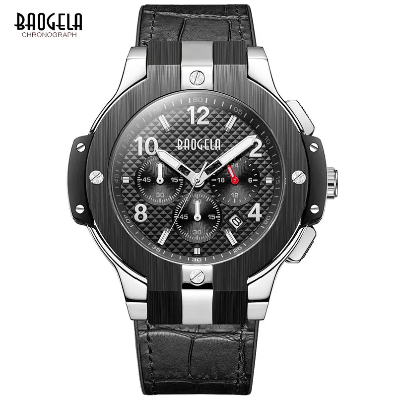 BGL1909G-Black BAOGELA Мужские часы Роскошные водонепроницаемые часы Военные Спортивные Хронограф Кварцевые наручные часы мужские Relogio Masculino армейские часы 1909 - Цвет: BGL1909G-Black