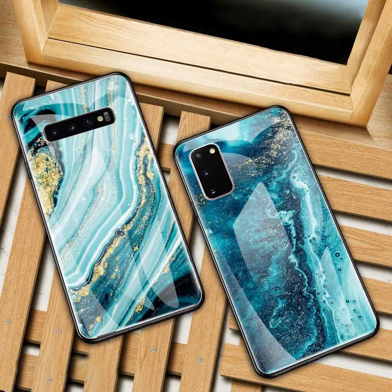 colorfull marble tempered glass phone case for samsung galaxy s20fe s21 s10 plus s10e s9 s8 phone shell note 10 10lite capa bag free global shipping