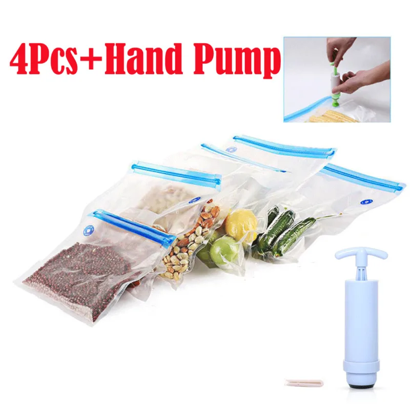 5 шт. многоразовые мешки Ziplock Vacuum Seal хранения пакет насоса с зубчатой передачей