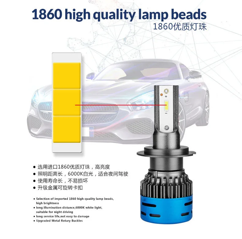 Lmusonu Хорошее качество 12V 50W K3 Автомобильные светодиодные фары для авто 6000 К 8000LM H1 H3 H4 H7 H8 H11 HB3 HB4 HIR2