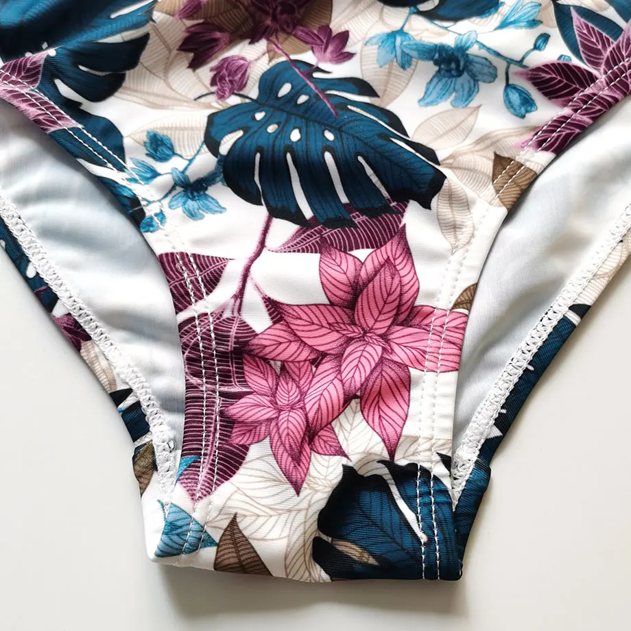 Женский купальник с открытыми плечами бикини оборками для девочек-подростков