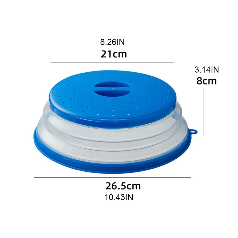 

Vented Collapsible Microwave Lid Splatter Proof Food Plate Cover Easy Grip Handle Vapor Holes Dishwasher Safe BPA-Free
