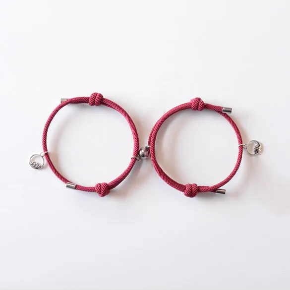 2 шт./компл. горы море Шарм волны браслеты Веревка Плетеный Магнит притягивает