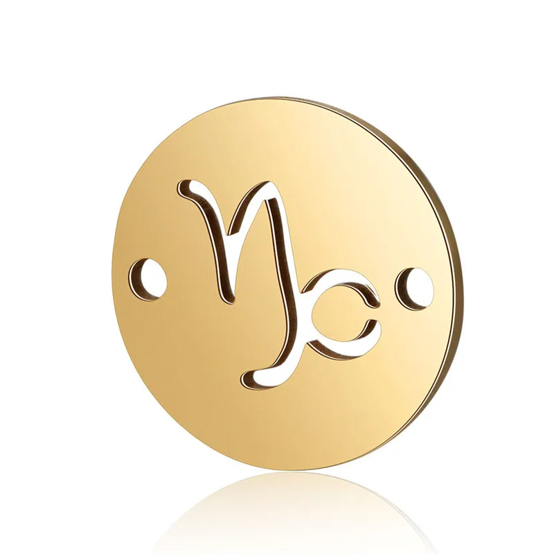 X ROYAL 10 шт./лот 12*12 мм круглые два отверстия зодиака разъемы Нержавеющая сталь