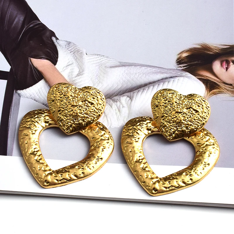 

Новое поступление, золотые металлические висячие серьги в форме любящего сердца, высококачественные классические подвески, ювелирные изде...