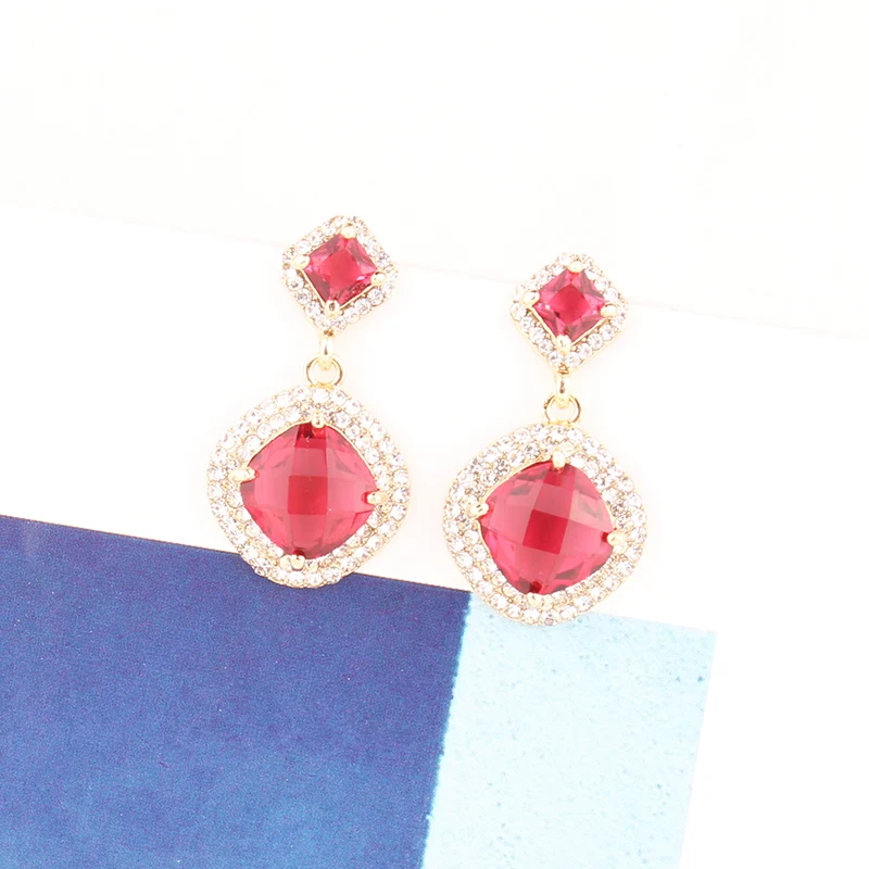 LUBOV 2019 Новые Модные Разноцветные квадратные циркониевые висячие серьги-подвески