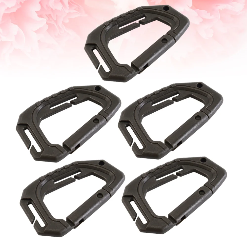

5pcs Multifunctional Carabiner Clips Outdoor Hanging Hooks Outdoor Climbing D Shape Buckle Climbing Button (Black)