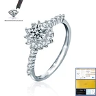 Обручальные кольца для женщин, с муассанитом, 0,5 карат, цвет белого золота 18 карат, ювелирные изделия из 100% стерлингового серебра 925 пробы