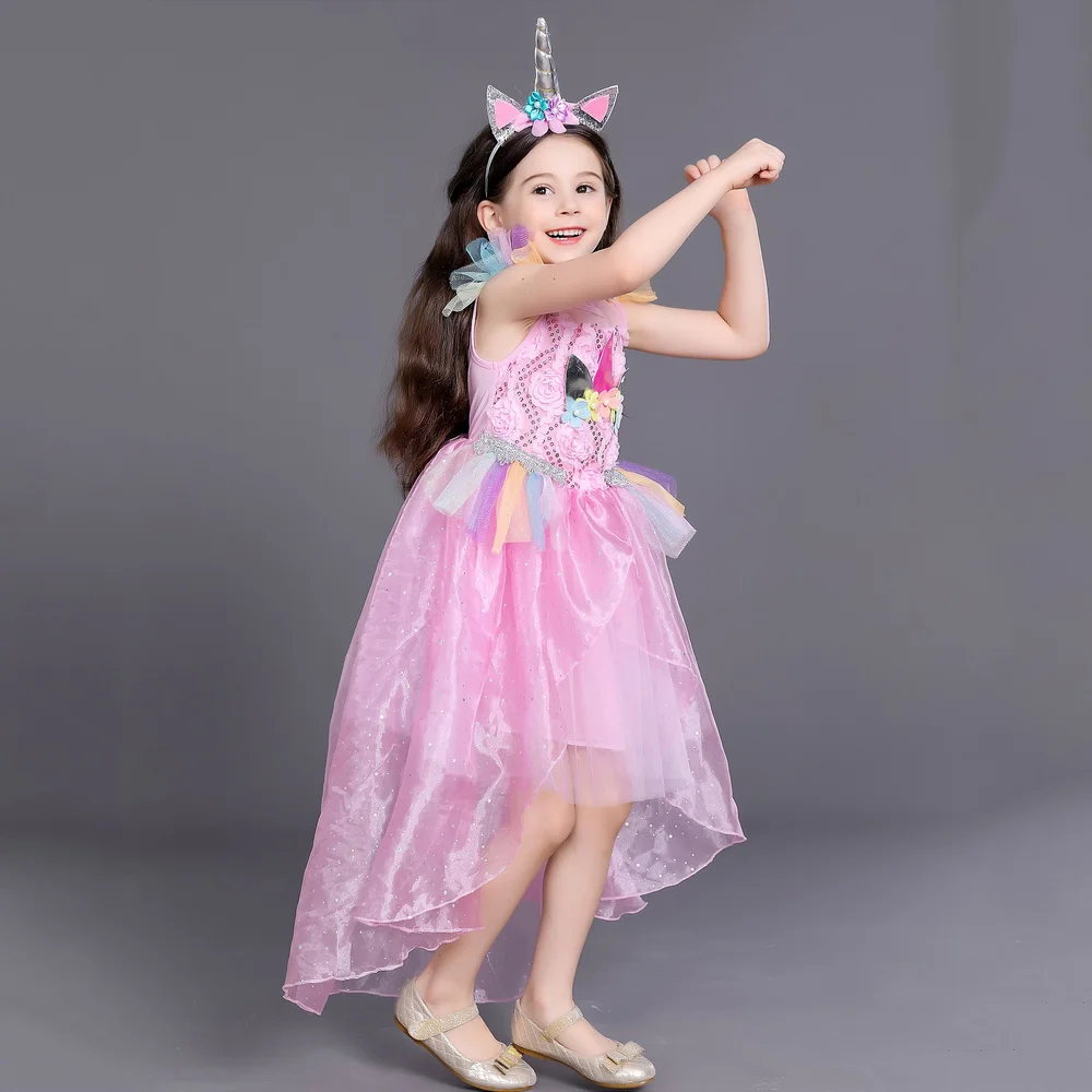 Для маленьких девочек с цветочным рисунком Пышное детское платье феи одежда для