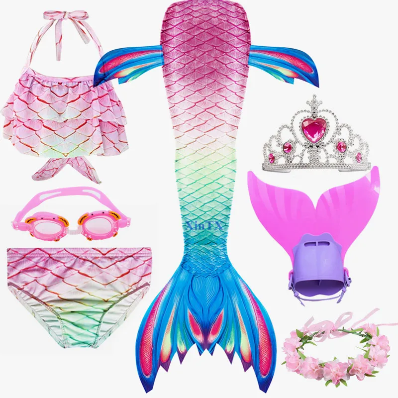 Лидер продаж детский купальный костюм с хвостом русалки для девочек бикини