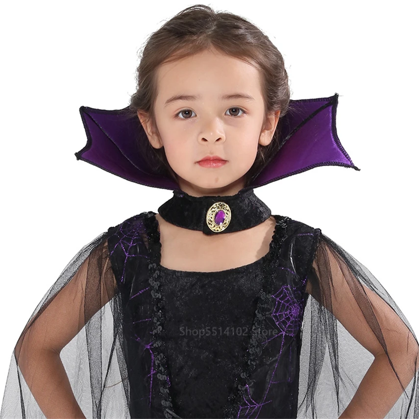 Детские костюмы вампира на Хэллоуин для девочек сетчатая накидка летучая мышь
