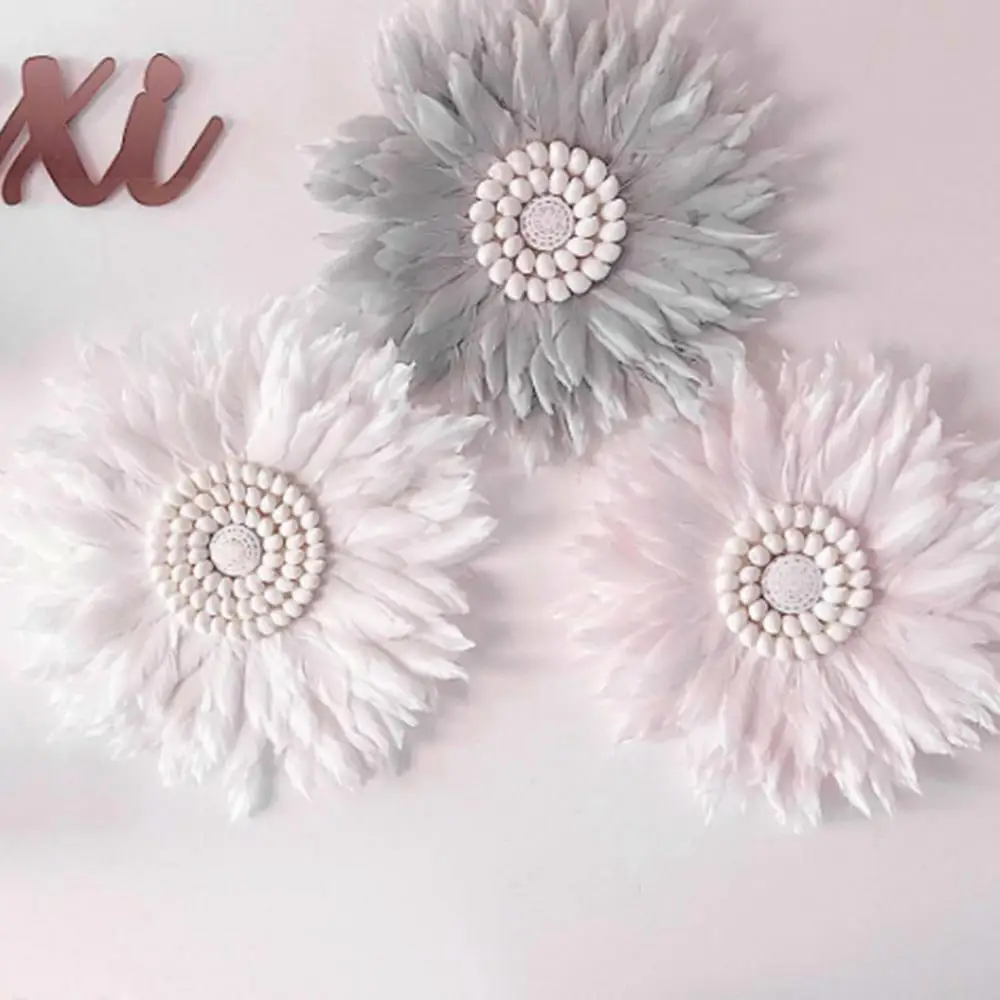 Feather Conch Artificial Flower Wall Mounted Hanging Wedding Party Home Decor | Wind Chimes &amp Decorations