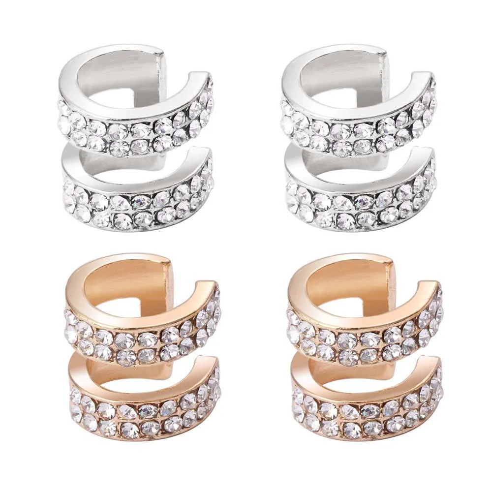 Женские серьги с кристаллами модные маленькие круглые серьги-каффы для ушей