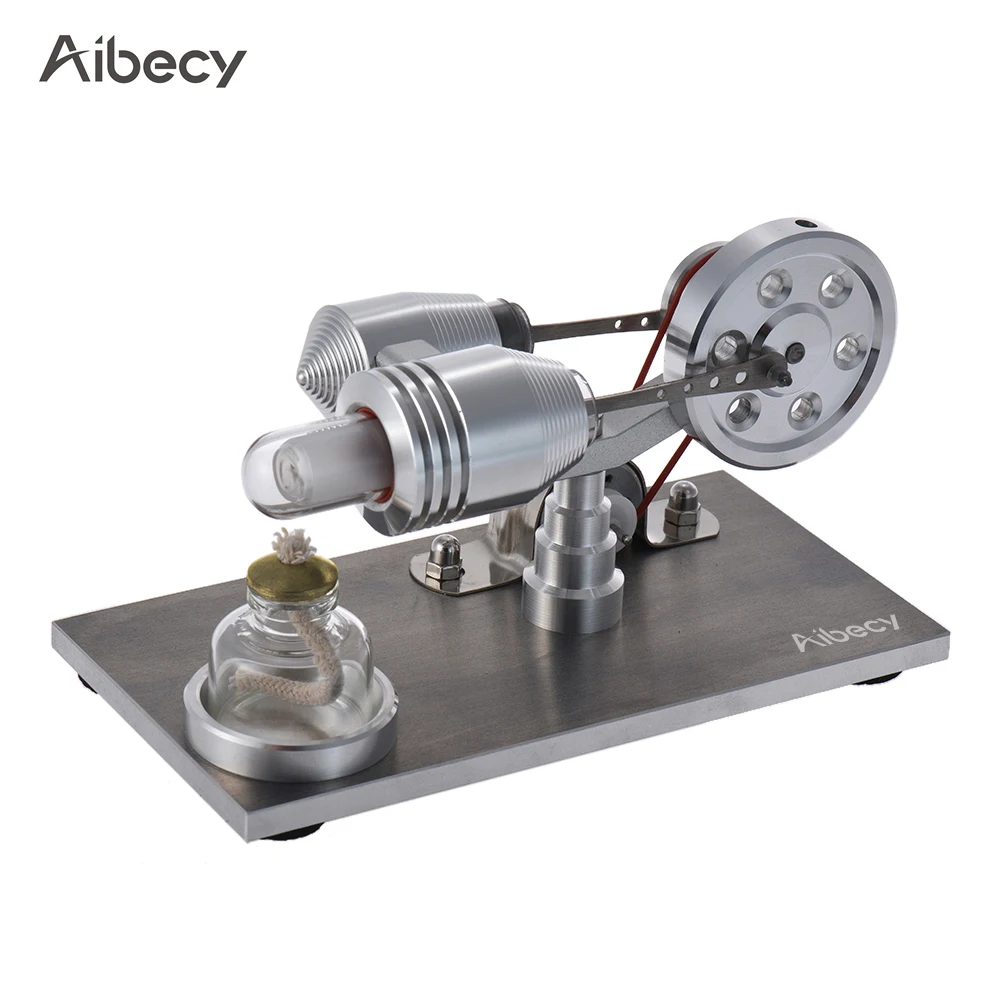

Aibecy Mini Hot Air Stirling Engine Motor Model Heat Power Electricity Generator Mchine with LED Light Education Toy Experiment
