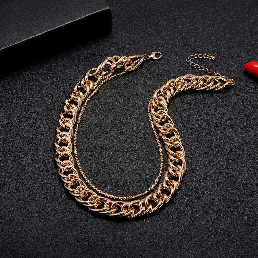 

2021 Vintage Golden Chain Choker Necklace Pendant Punk Necklace Multilayer Men Chain Trend Jewelry Gift Fashion Metal Femal G9U7