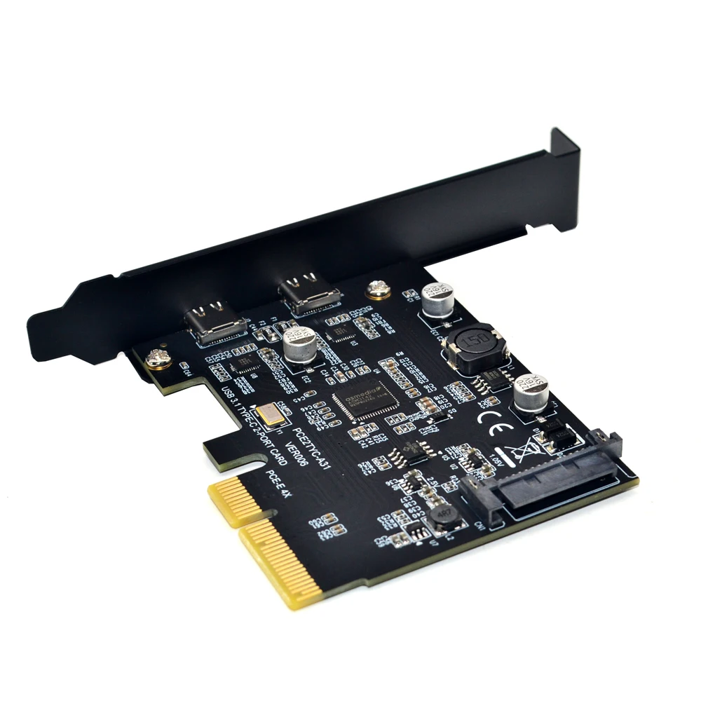 Плата PCIE Raiser USB 3 1 два реверсивных порта Gen 2 Type-C PCI Express X4 SATA 15 контактный разъем 10