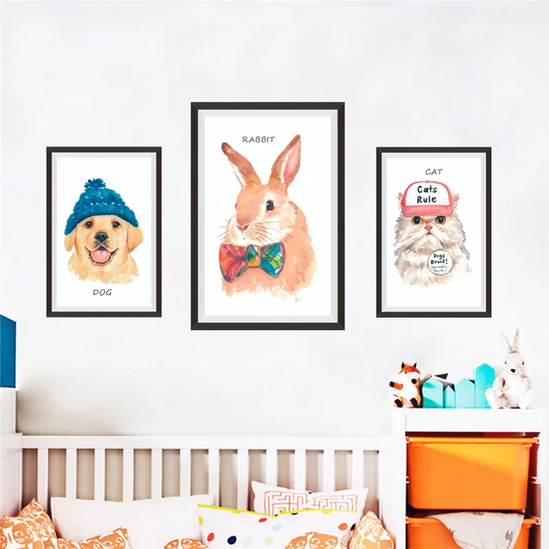 

Funny Cats Dogs Bunny Pvc Frame Wall Stickers For Office Living Room Bedroom Mural Art Home Decor Diy Wall Decals