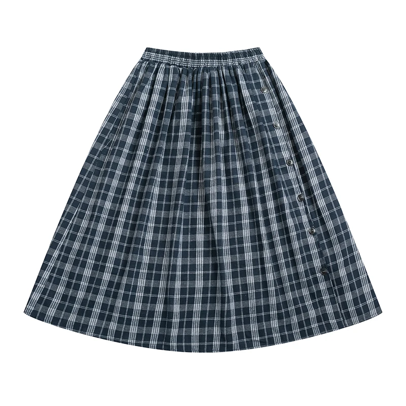 Женская маленькая клетчатая юбка средней длины в стиле ретро тонкая однобортная