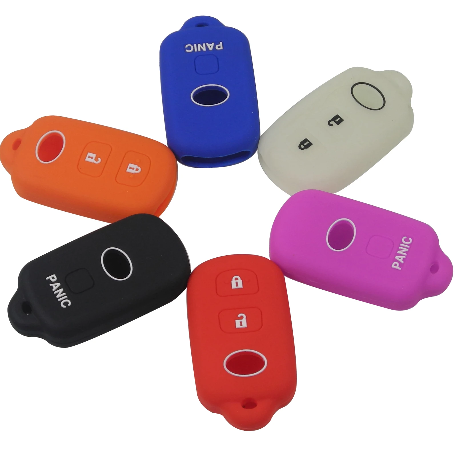 

Kutery Silicone Rubber Car Key Cover For Toyota Camry Solara Avalon RAV4 Prius Celica Remote Car Case Protecter 2+Panic/3Buttons