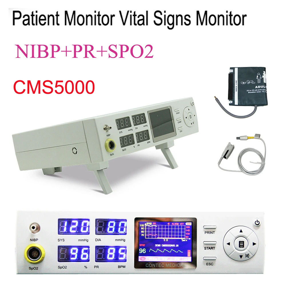 

CMS5000 Portable ICU CCU Patient Monitor 24h Vital Signs Monitor NIBP SPO2 Pulse Rate 4 Parameters Patient Monitor