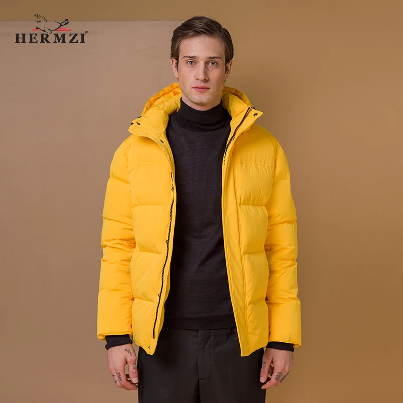 HERMZI 2020 Зимняя Куртка Мужская Пальто Мужское Зимнее Хлопок Стеганое Синтепон