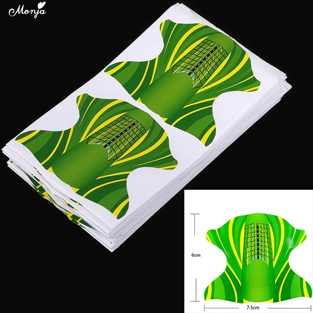 Monja 100 шт Зеленая бабочка Форма Французский дизайн ногтей Советы Расширение формы