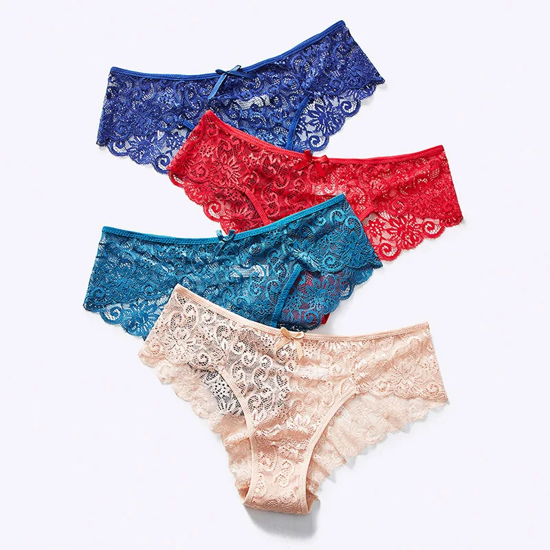 

3pcs/lot Women Panties Sexy Lace Underwear Thong Transparent Briefs Seamless Lingerie Low-Rise Underpants Ladies Intimates