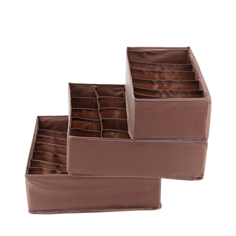 Coffee Oxford Washable Folding Storage Box Drawer 3pcs/set Underwear Sock Bra Tie Organizer Box Closet Organizer Container Home Storage - Цвет: Coffee