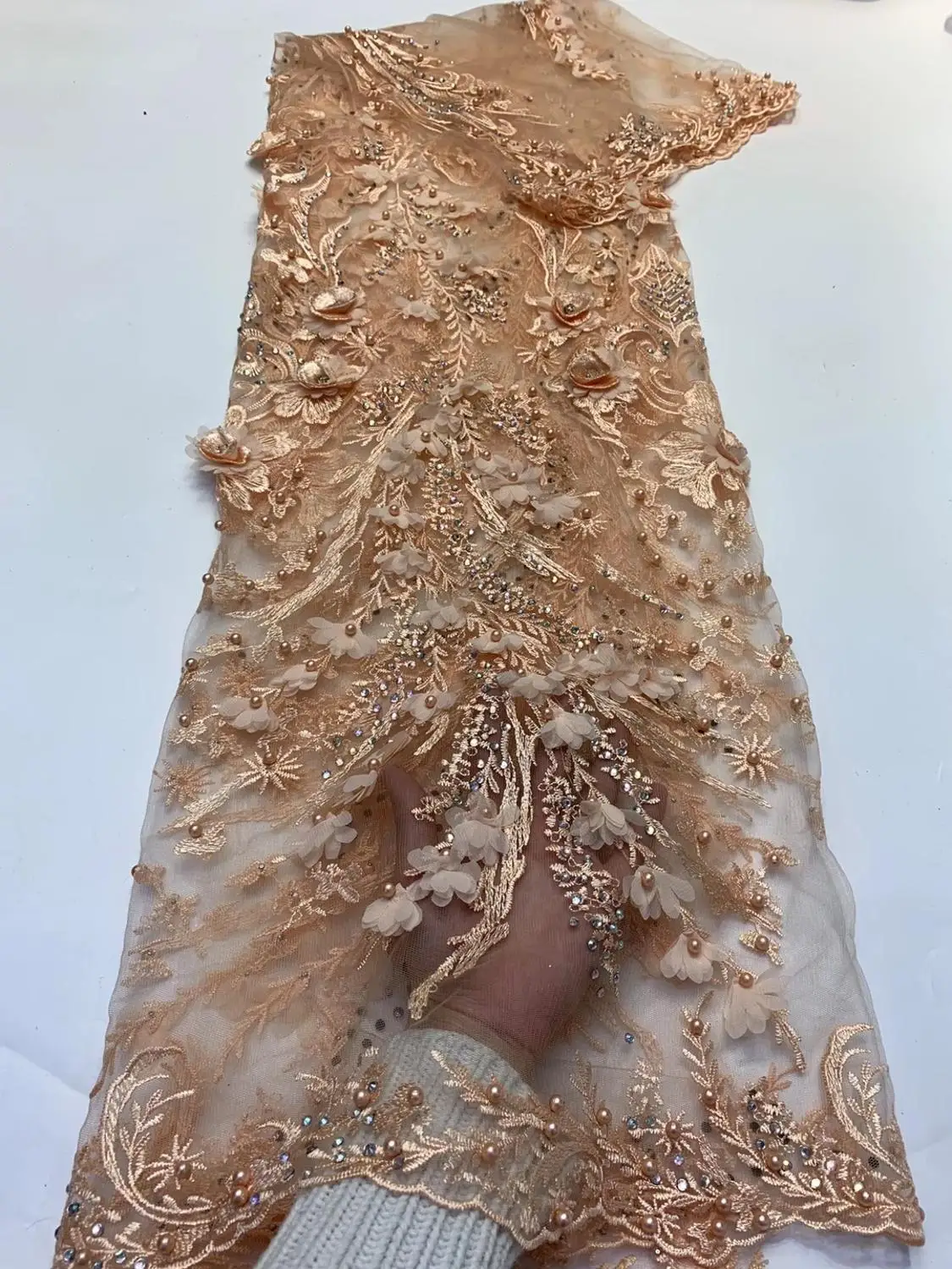 Роскошный Африканский 3D Цветочная аппликация камни из бисера Кружева вышитые